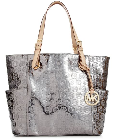 michael kors purse leather signature|Michael Kors signature tote strap.